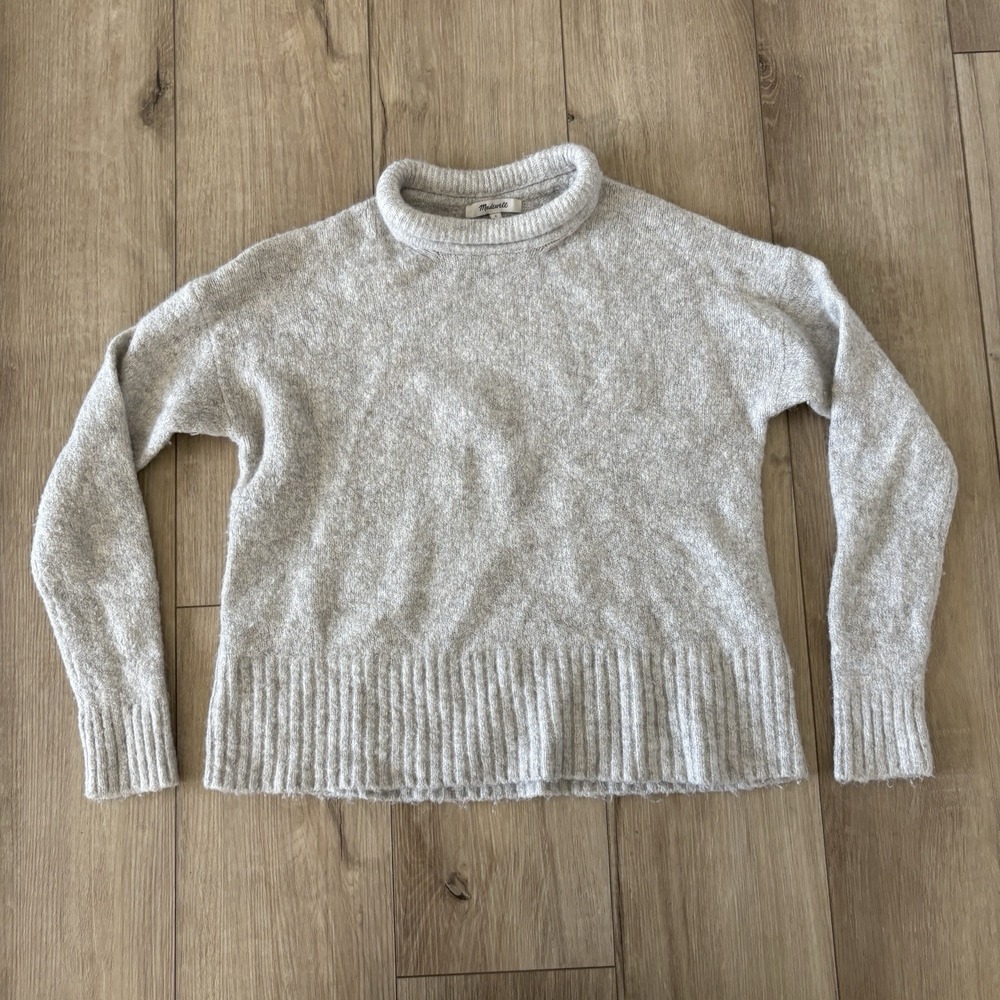 Madewell Women's Fulton Pullover Sweater in Gray Size Small Wool Alpaca Blend